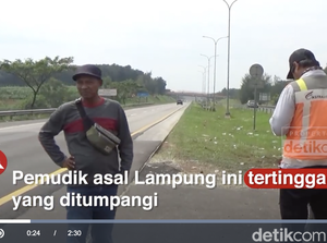 Ngenes! Sial Sigit Pemudik Ketinggalan Bus di Tol Cipali