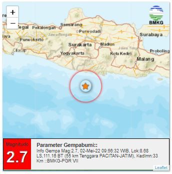 gempa pacitan m 2,7