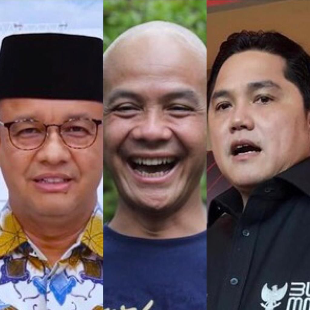 Anies Baswedan-Ganjar Pranowo-Erick Thohir. Anies Baswedan-Ganjar Pranowo-Erick Thohir.