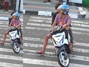 Detik-detik Dua Pria Geber Motor Saat Warga Cianjur Salat Id