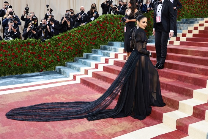 US actress Vanessa Hudgens arrives for the 2022 Met Gala at the Metropolitan Museum of Art on May 2, 2022, in New York. - The Gala raises money for the Metropolitan Museum of Art's Costume Institute. The Gala's 2022 theme is 