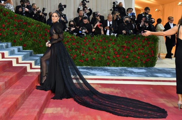US actress Vanessa Hudgens arrives for the 2022 Met Gala at the Metropolitan Museum of Art on May 2, 2022, in New York. - The Gala raises money for the Metropolitan Museum of Art's Costume Institute. The Gala's 2022 theme is 