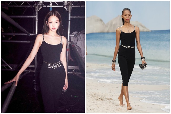 Masih dari koleksi Chanel Spring/Summer 2019, Jennie BLACKPINK memakai jumpsuit berwarna hitam saat menggelar konser. Foto: dok. Chanel