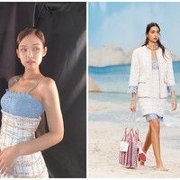 Brand asal Prancis itu identik dengan setelan blazer berbahan tweed. Dalam salah satu postingannya, Jennie BLACKPINK memadukan rok dari koleksi Chanel Spring/Summer 2019 dengan sleeveless top berwarna biru serupa dengan model aslinya. Foto: dok. Chanel