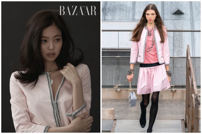 Dalam pemotretannya bersama Harper’s Bazaar, rapper grup BLACKPINK itu terlihat memesona dalam balutan blazer pink dari koleksi Chanel Spring/Summer 2020. Foto: dok. Chanel