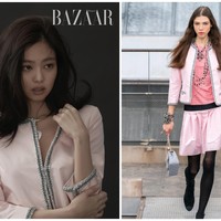 Dalam pemotretannya bersama Harper’s Bazaar, rapper grup BLACKPINK itu terlihat memesona dalam balutan blazer pink dari koleksi Chanel Spring/Summer 2020. Foto: dok. Chanel
