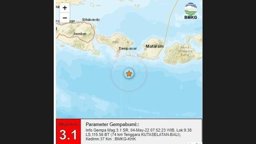 Gempa Bumi M 3,1 Terjadi di Kuta Selatan Bali