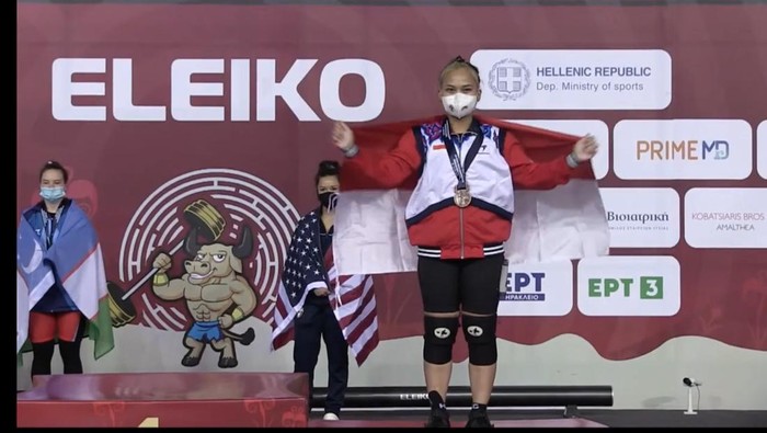 Juliana yang tampil di kelas 55 kg putri Grup A, berhasil merebut medali perunggu setelah membukukan angkatan terbaik 103 kg di nomor clean and jerk yang berlangsung di Yunani, pada Selasa (3/5) malam WIB.
