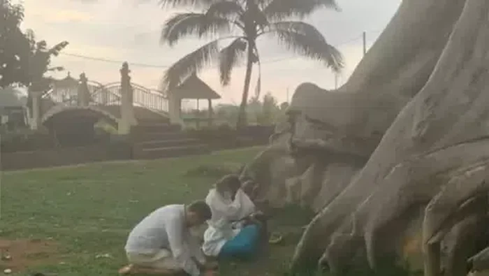 Bule telanjang di Kayu Putih Tabanan saat melakukan ritual minta maaf