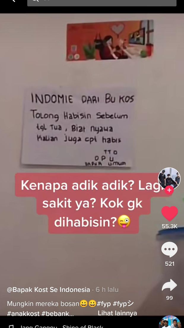 Ibu kos sediakan makanan