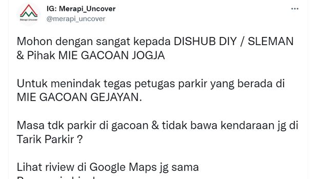 Keluh kesah pembeli di warung Mie Gacoan Gejayan ditarik parkir padahal tak bawa kendaraan.Rabu, 5 Mei 2022
