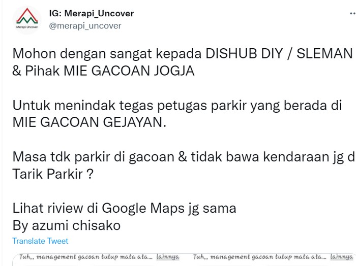 Keluh kesah pembeli di warung Mie Gacoan Gejayan ditarik parkir padahal tak bawa kendaraan.
Rabu, 5 Mei 2022