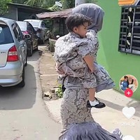 Dalam video terlihat dia memakai busana serba abu-abu motif bunga dengan detail ruffle di bagian pinggang. Pada bagian kaki terdapat hiasan bulu warna abu-abu. Foto: Dok. TikTok @prince.syed.shahid.