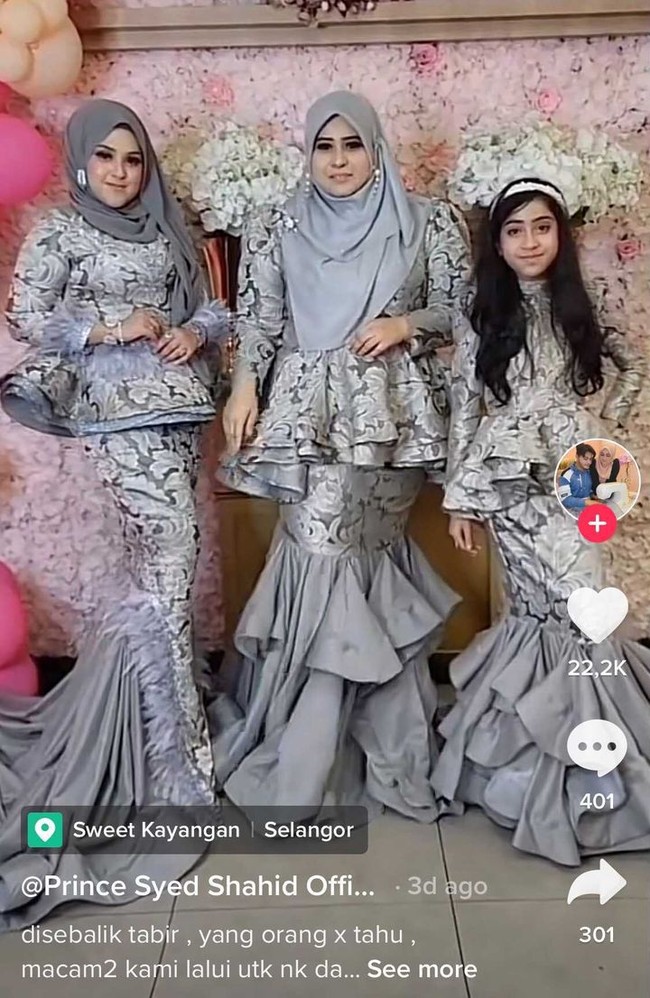 Dalam video lainnya yang diunggah, akun TikTok @prince.syed.shahid menceritakan busana yang ia kenakan saat Lebaran. Ia mengaku menggunakan bahan kain langsir atau biasa untuk gorden untuk seragam Lebaran keluarga. Foto: Dok. TikTok @prince.syed.shahid.