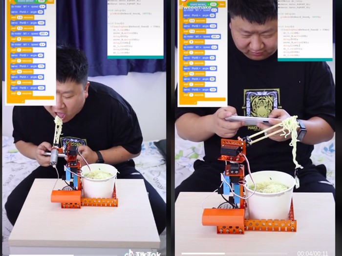 Robot canggih untuk bantu makan mie instan pakai sumpit