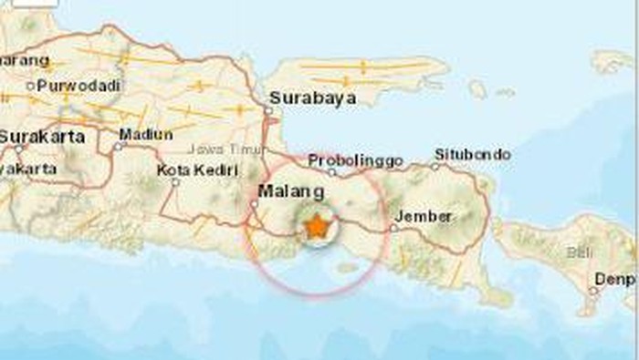 Gempa M 3,6 mengguncang Lumajang. Gempa terjadi pukul 00.21 WIB.