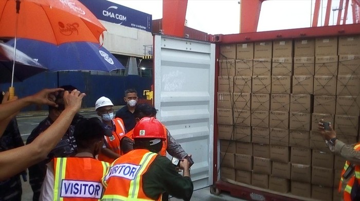 34 kontainer bahan baku minyak goreng diamankan di Medan saat akan diekspor ke Malaysia. Foto: Datuk Haris/ detikSumut