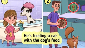 Foto nomor 1, karena di foto nomor 2 si pria memberikan makanan yang salah. Foto: Brightside