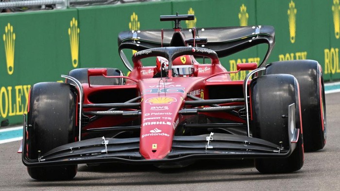 MIAMI GARDENS, FL - MAY 07: Team Ferrari driver Charles Leclerc during a practice session for the Formula 1 CRYPTO.COM Miami Grand Prix on May 7, 2022 at Miami International Autodrome in Miami Gardens, FL. (Photo by Doug Murray/Icon Sportswire via Getty Images)