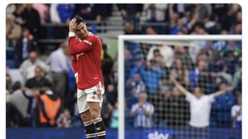 Sederet mimpi buruk Ronaldo di dalam karirnya, terbaru oleh tim sekelas Brighton, MU kalah 4-0. Foto: Twitter
