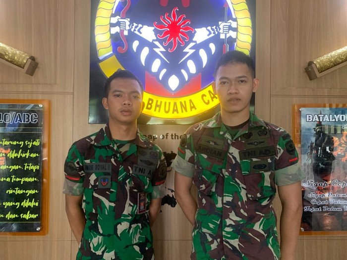 Dua prajurit TNI, Prada Junior Noval dan Prada Ardian Sapta Savela, yang jadi korban dan menangkap begal di Kawasan Jakarta Selatan.