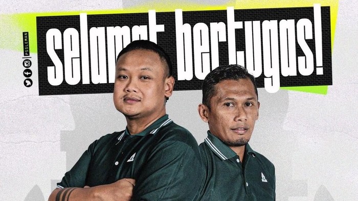Manajer baru PSS Sleman, Dewanto (kiri) dan Manajer Operasional Agus Purwoko (kanan).