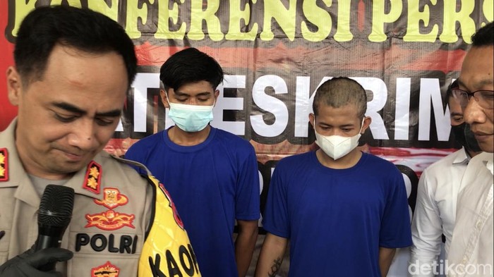 Polres Rembang jumpa pers kasus pemuda mabuk membacok seorang warga, Senin (9/5/2022).