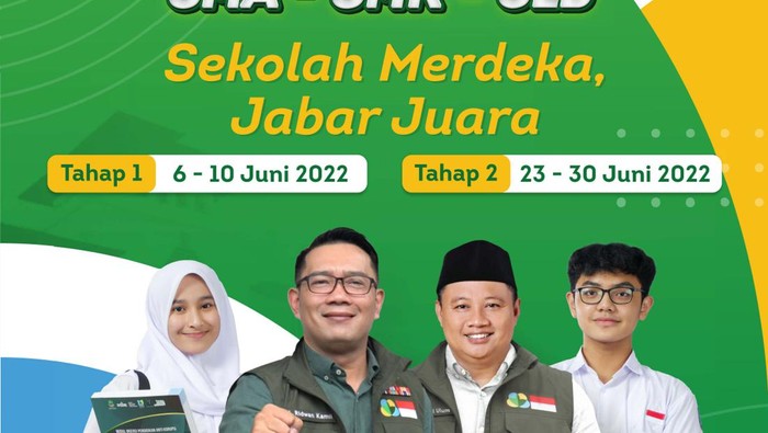 PPDB Jabar 2022 SMA, SMK, dan SLB dibuka mulai 6 Juni 2022.
