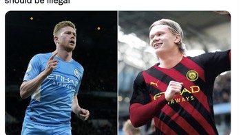 De Bruyne dan Haalan dalam satu tim seharusnya adalah ilegal. Foto: Twitter