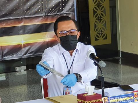 Polda DIY merilis pelaku penusukan di jalanan Seturan, Selasa (10/5/2022).
