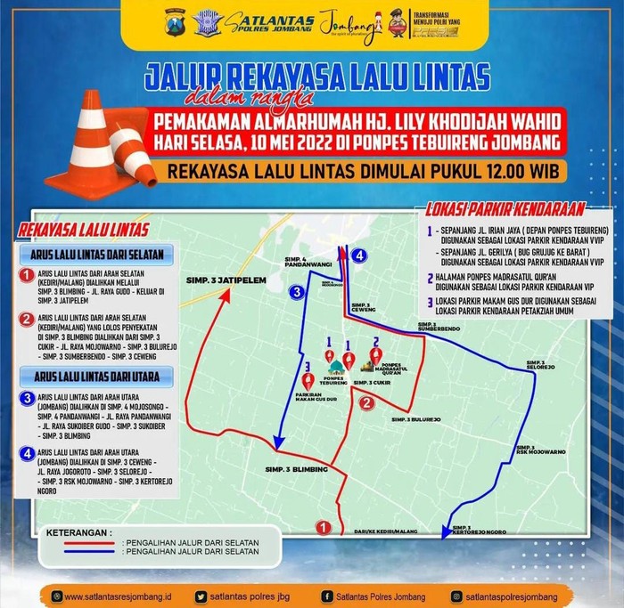 Rekayasa lalu lintas saat pemakaman Lily Wahid