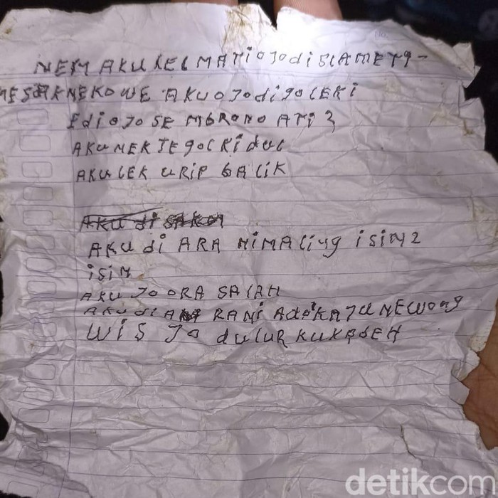Wasiat pria yang bunuh diri di Blitar