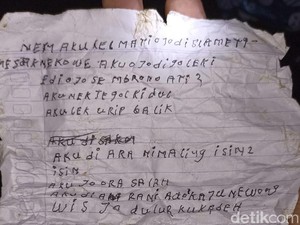 Pria Blitar yang Tenggak Racun Tikus di Kebun Tebu Tulis Surat, Ini Isinya