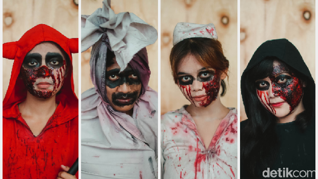 Sejumlah talent tengah merias diri dengan makeup karakter hantu di CBD Ciledugl, Kota Tangerang, Selasa (10/5/2022). Talent tersebut adalah bagian dari Wahana Uji Nyali bertemakan Legenda Hantu Tangerang yang berlangsung hingga 15/5 di CBD CIledug. Grandyos Zafna/detikcom