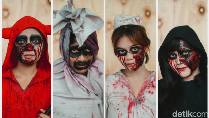 Wisata Melihat Sejumlah talent tengah merias diri dengan makeup karakter hantu di CBD Ciledugl, Kota Tangerang, Selasa (10/5/2022). Talent tersebut adalah bagian dari Wahana Uji Nyali bertemakan Legenda Hantu Tangerang yang berlangsung hingga 15/5 di CBD CIledug. Grandyos Zafna/detikcom