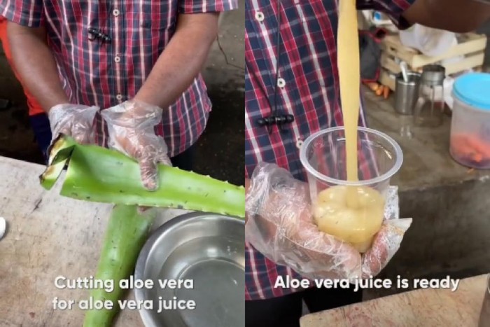 Jus Lidah Buaya Penjual jus lidah buaya di India