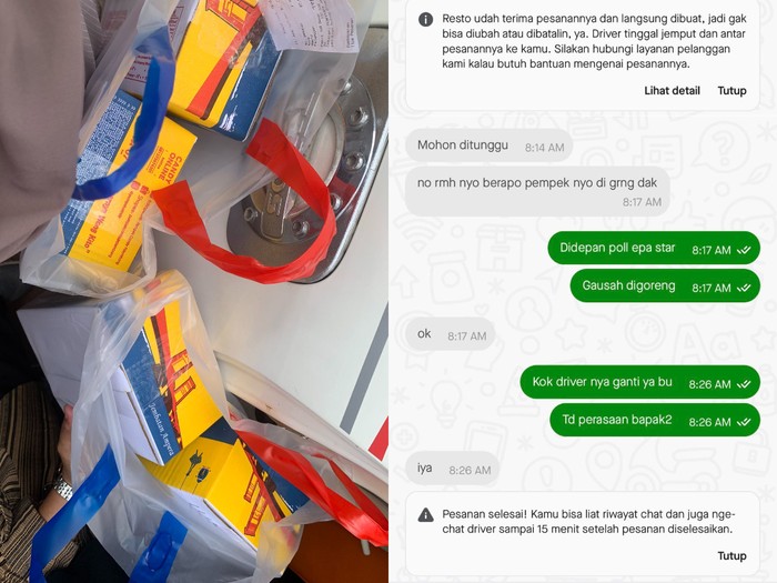 Pesan pempek via ojek online yang datang dua driver yang berbeda Pesan pempek via ojek online yang datang dua driver yang berbeda