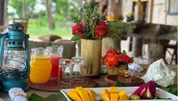 Kalau ini potret menu brunch Via Vallen. Ia memilih ngemil buah segar seperti mangga, buah naga dan segelas jus segar. Foto: instagram @viavallen