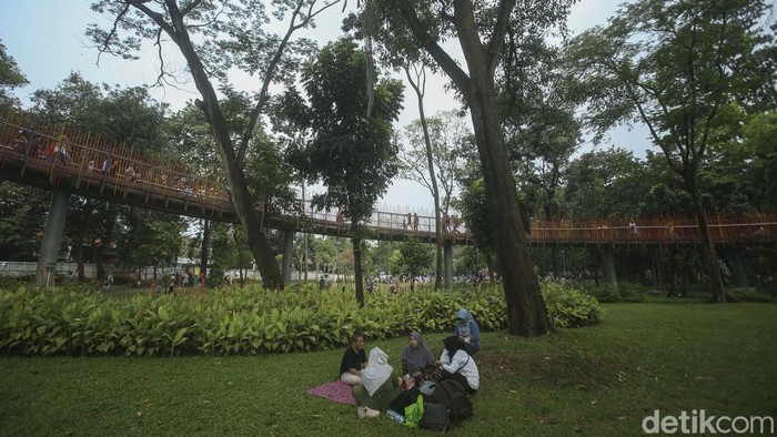 Taman Tebet Eco Park kini dimanfaatkan banyak warga untuk piknik sebagai alternatif wisata di Ibu Kota. Suasananya asri banget lho gaes.
