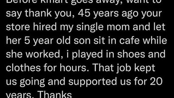 Bikin terharu, cerita seorang anak yang masa kecilnya selalu menemani sang ibu di tempat kerjanya. Tak terasa waktu berlalu dan toko tersebut harus tutup. Terima kasih. 45 tahun lalu toko Anda mempekerjakan ibuku dan membiarkan aku yang baru 5 tahun duduk di sini dan bermain. Pekerjaan itu membantu dan mendukung kami selama 20 tahun. Foto: Maggie Schmitt via Bored Panda