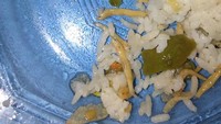 Pengalaman apes dialami oleh netizen @luv**, saat itu dirinya tengah makan nasi sayur pare, dengan ikan teri. Di suapan terakhir dia baru sadar ada anak kuda laut yang ikut gabung di tumisan terinya. Foto: Twitter