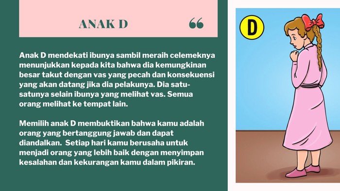 Pelakunya adalah si anak D, tetapi menyimpan kesalahan sendiri bukan lah hal yang tepat, detikers!
