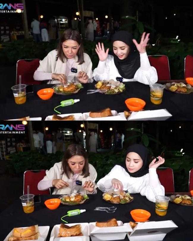 Dalam video yang berjudul Terimakasih Jerome & Alshad!!! Raffi Nagita berhasil bikin pasar malam undang sahabat, wanita yang akrab disapa Gigi itu mengajak Najwa Shihab untuk santap malam bersama. Gigi dan Najwa memesan beberapa menu untuk dicicipi bersama. Keduanya terlihat menikmati hidangan yang disajikan. Foto: Dok. Youtube Rans Entertaiment.