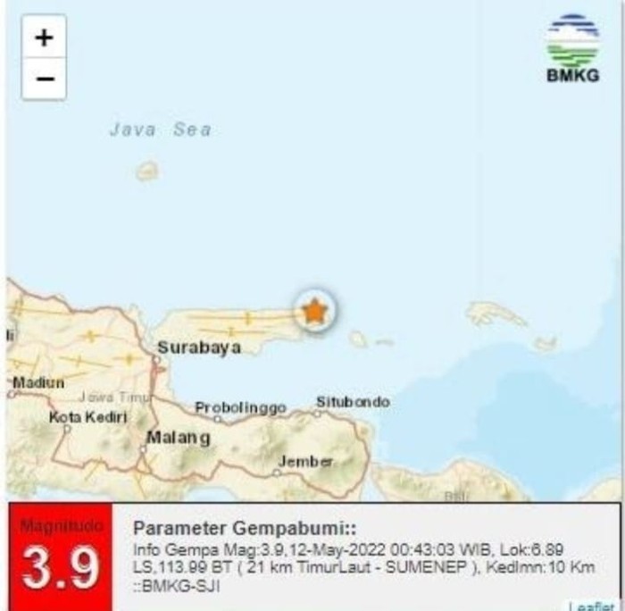 gempa sumenep M 3,9