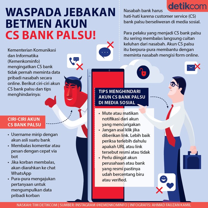 Infografis waspada jebakan betmen akun CS bank palsu Infografis waspada jebakan betmen akun CS bank palsu