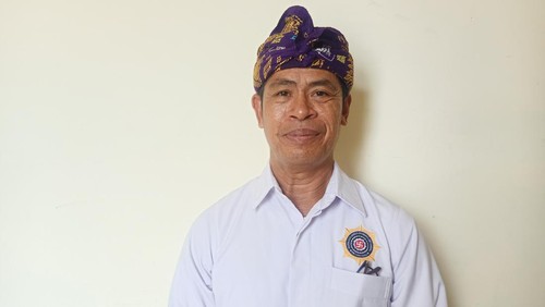Ketua Parisada Hindu Dharma Indonesia (PHDI) Bali, Nyoman Kenak ketika ditemui detikBali di Sekretariat Gedung PHDI Bali di Jalan Ratna No 71 Denpasar, pada Kamis (12/5/2022)