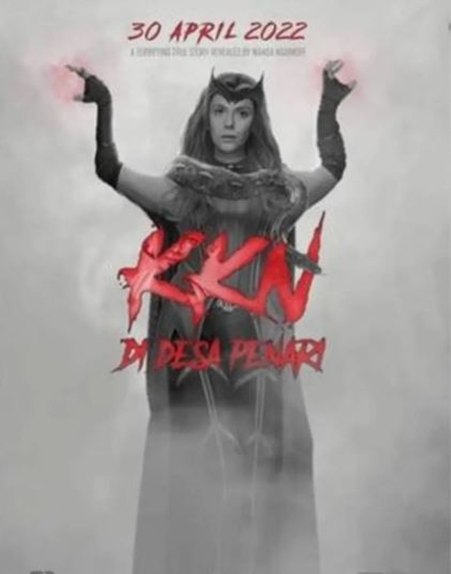 Ketika Scarlet Witch bergabung di film KKN Desa Penari. Nggak cuma jadi jago menari, karakter Badarawuhi bisa-bisa jadi jago menyihir juga. Foto: Instagram/@awisuryad