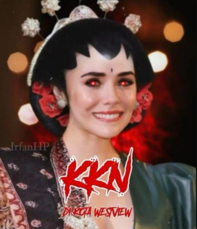 Beginilah gaya Wanda kalau tampil seperti wanita Jawa. Menggunakan konde dan paes penampilan Wanda terlihat cantik juga ya.. Sudah cocok deh gabung di film KKN di Kota Westnew. Foto: Twitter/@jodidrsmn