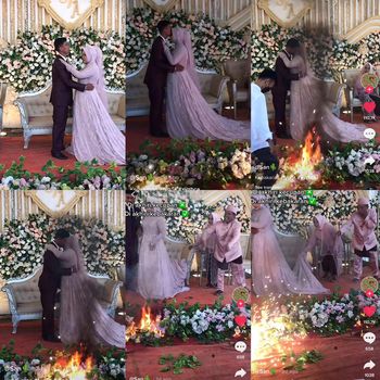 Viral ketika acara pernikahan ada percikan api dari kembang api di pelaminan bikin pengantin dan keluarga panik.