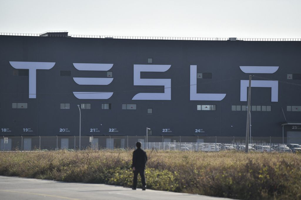 A general view of the new Tesla factory built in Shanghai on November 8, 2019. (Photo by HECTOR RETAMAL / AFP)